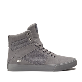 Supra Mens ALUMINUM Grey/grey High Top Shoes | CA-39944